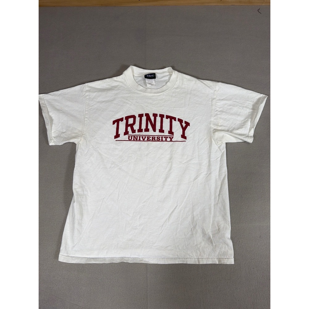 Yikes Trinity University T Shirt Mens Large White Maroon Graphic Cotton 1276